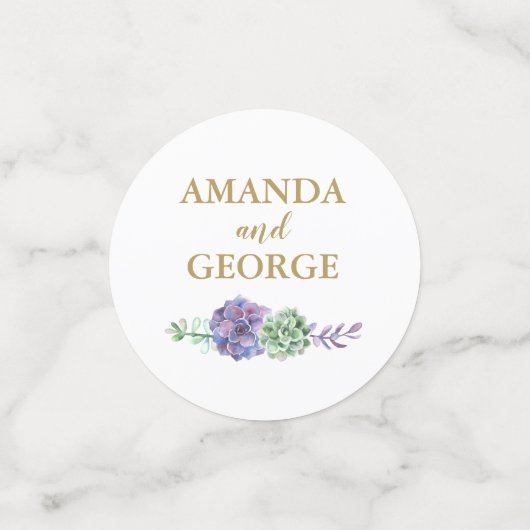 mariage confetti personnalisé or et violet (Petit recto)