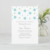 Mariage Confetti Vert Turquoise Invitation (Debout devant)