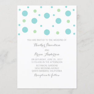 Mariage Confetti Vert Turquoise Invitation