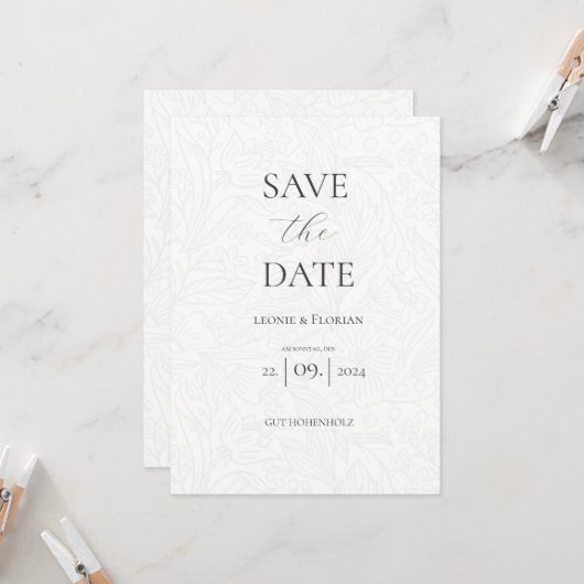 Mariage Conte de Fées Carte Fleurie de Save the Da (Devant/Arrière en situation)