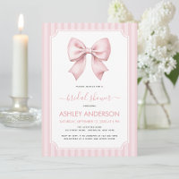 Mariage Coquette : Invitation avec Ruban Rose et R
