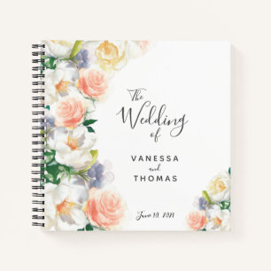 Mariage corail blanc romantique floraux livre d'or