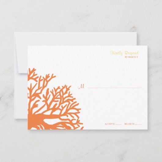 Mariage corail tropical orange et jaune rsvp (Devant)