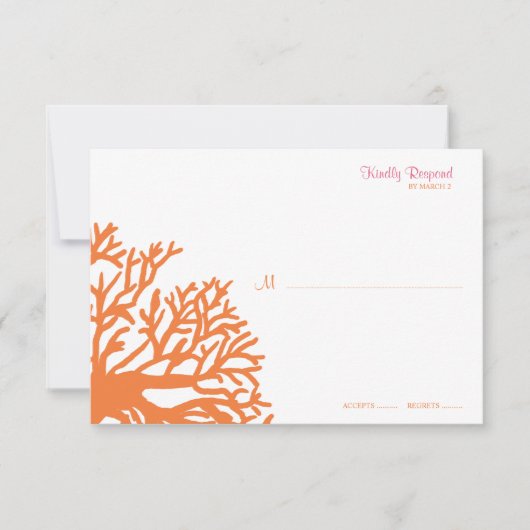 Mariage corail tropical orange et rose rsvp (Devant)
