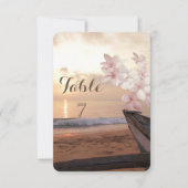 Mariage Couché de Soleil de Plage, Carte de Table  (Devant)