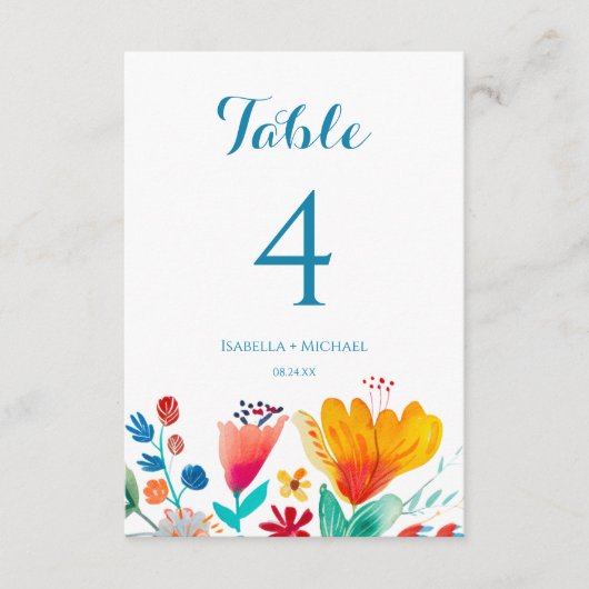 Mariage couleur fleur sauvage Numéro de table (Devant)