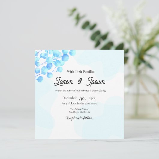 Mariage couleur Flower Invitation Card Design Temp (Debout devant)