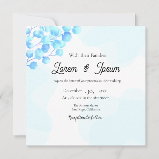 Mariage couleur Flower Invitation Card Design Temp (Devant)