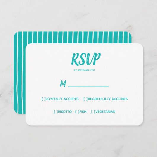 Mariage couleur minimal RSVP choix de repas (Devant / Derrière)