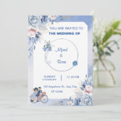 Mariage Couple Image bleu doux Simple Invitation (Debout devant)