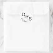 Mariage Couple initial Étiquettes | Blanc arrondi (Sac)