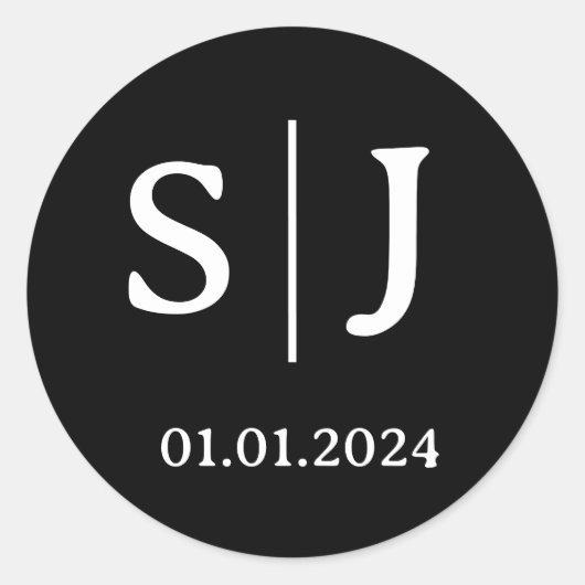Mariage Couple initial Étiquettes | Événement noir (Devant)