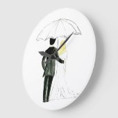 Mariage couple Juste marié chic aquarelle horloge (Angle)