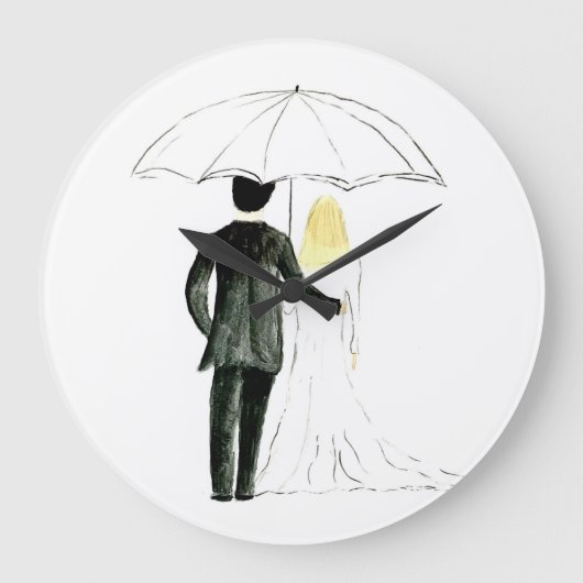 Mariage couple Juste marié chic aquarelle horloge (Recto)