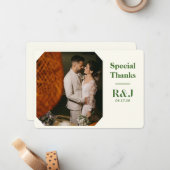 Mariage Couple Monogramme Ajouter Carte de remerci (Devant/Arrière en situation)