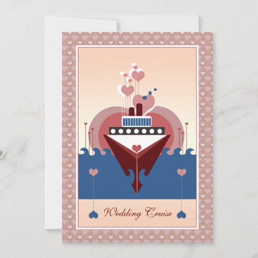 Mariage Croisière Coeur Invitation (Devant)