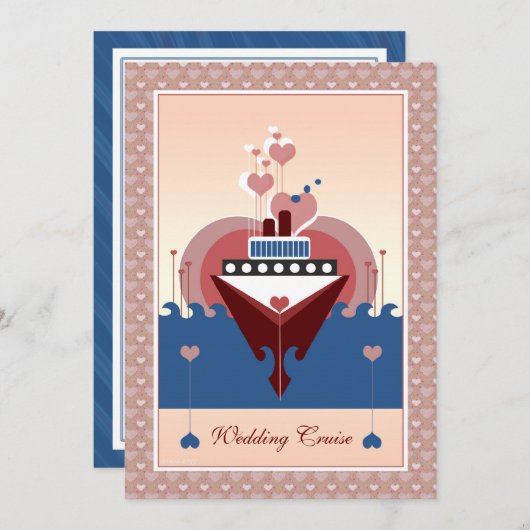 Mariage Croisière Coeur Invitation (Devant / Derrière)