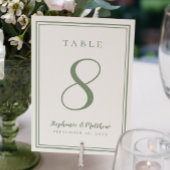 Mariage customisé Numéro de table Dîner Sage Vert