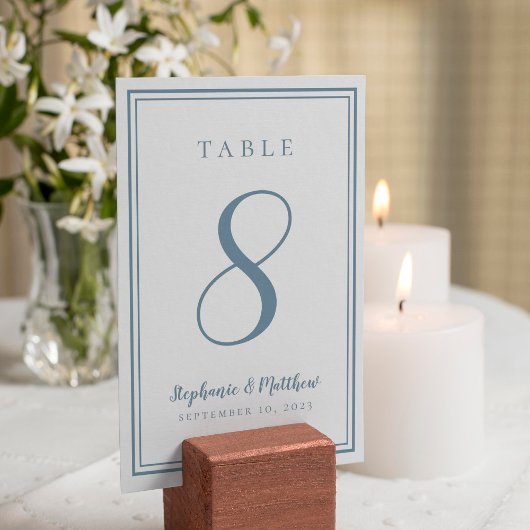 Mariage customisé Numéro de table Dusty Blue