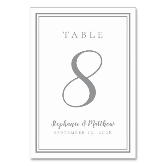 Mariage customisé Numéro de table gris chic (Par défaut)