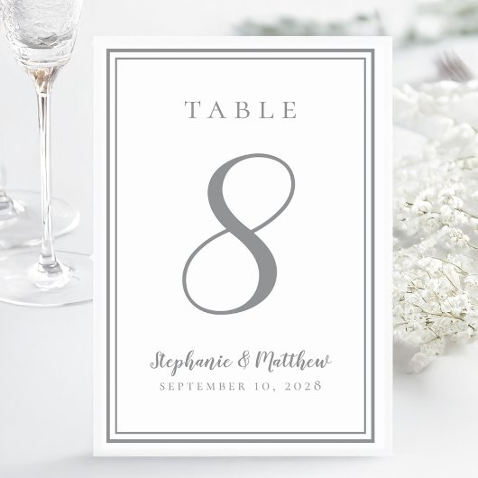 Mariage customisé Numéro de table gris chic