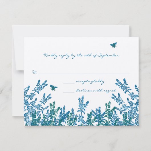 Mariage d'abeilles bleu vert sauvage RSVP #3 (Dos)