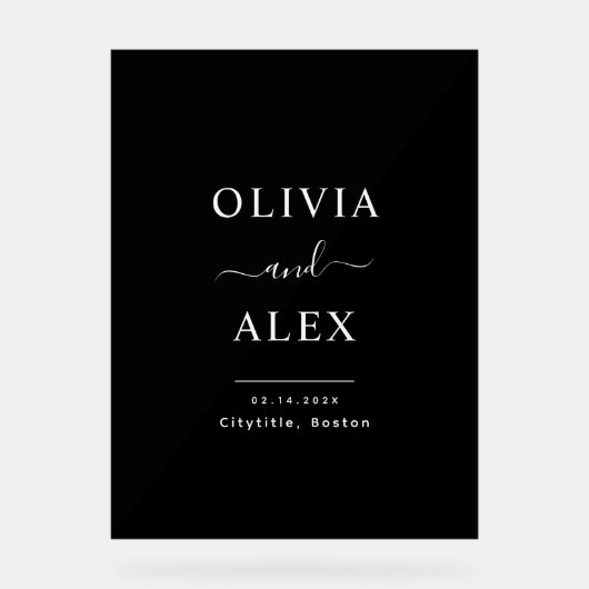 Mariage d'accueil personnalisé moderne noir et bla (Recto)