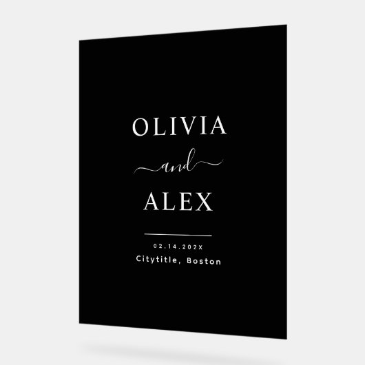 Mariage d'accueil personnalisé moderne noir et bla (Angle)