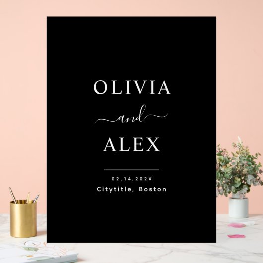 Mariage d'accueil personnalisé moderne noir et bla (Mariage)