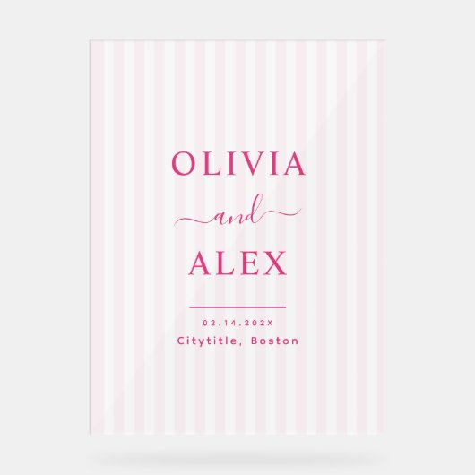 Mariage d'accueil personnalisé rose chaud moderne (Recto)