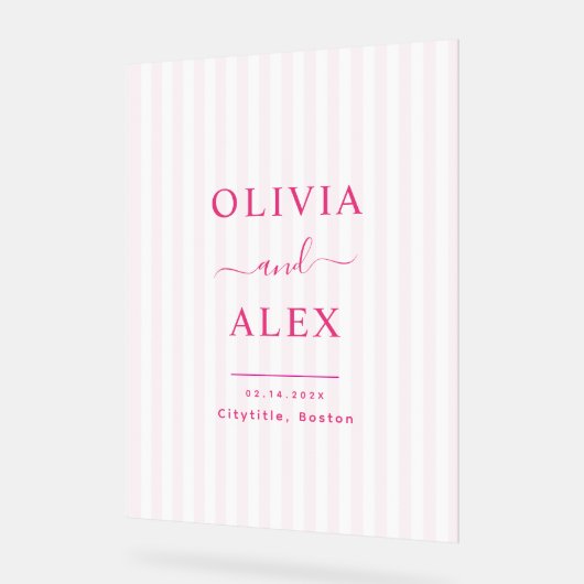 Mariage d'accueil personnalisé rose chaud moderne (Angle)