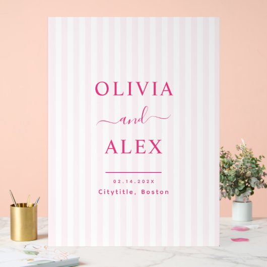 Mariage d'accueil personnalisé rose chaud moderne (Mariage)