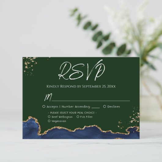 Mariage d'âge bleu et vert RSVP (Debout devant)