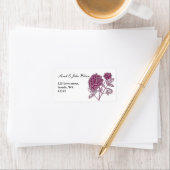 mariage dahlia rose, étiquette d'adresse de retour (En situation)