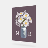 Mariage Daisées Mason Jar Monogramme initial viole (Angle)