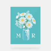 Mariage Daisies Mason Jar Monogramme initial Turqu (Recto)