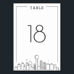 Mariage Dallas | Numéro de table<br><div class="desc">Une carte unique de numéro de table mariage pour un mariage qui se déroule dans la belle ville de Dallas. Il dispose d'un numéro de table simplifié reposant au-dessus d'une version stylisée de l'horizon unique de la célèbre ville. Cet article fait partie d'une plus grande collection multi-pièces avec des articles...</div>