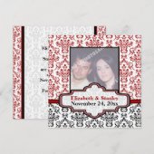 Mariage damas noir blanc rouge Save the Date (Devant / Derrière)