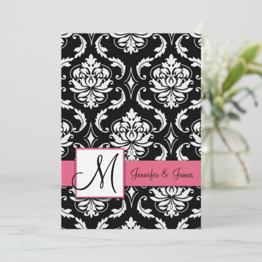 Mariage Damask Monogram Invitations Honeysuckie (Debout devant)