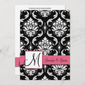 Mariage Damask Monogram Invitations Honeysuckie (Devant / Derrière)