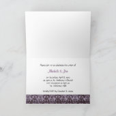 Mariage Damask Purple Black Invitation Card (Intérieur)