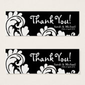 Mariage damassé blanc et noir faveur Balise cadeau (Devant & derrière)