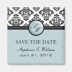 Mariage damassé Bleu Clair Sauvegardez Le Magnet