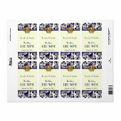 Mariage damassé bleu et jaune Mini Étiquettes de v (Feuille entière)