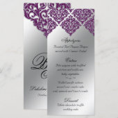 Mariage damassé Cartes de menu Parties scintillant (Devant / Derrière)