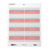 Mariage damassé de corail gris Étiquettes (Feuille entière)