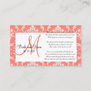 Mariage damassé de corail souhaitant la carte