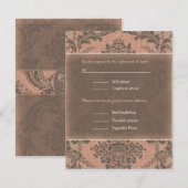 Mariage damassé élégant rose RSVP (Devant / Derrière)