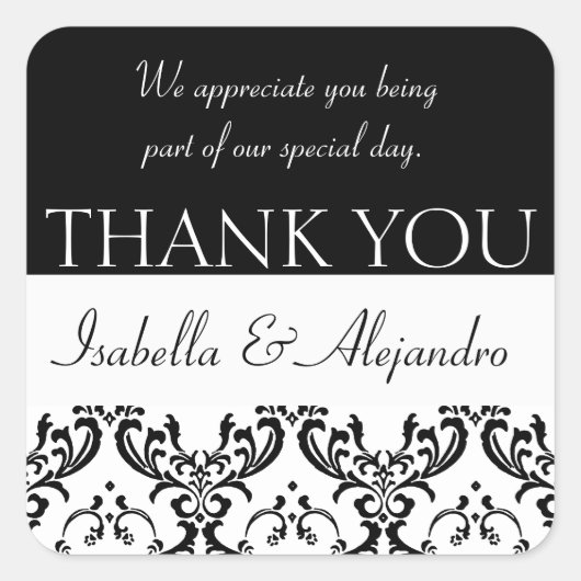 Mariage damassé Favoriser le Étiquette de Merci Ca (Devant)
