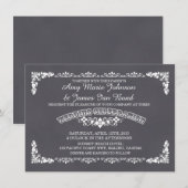 Mariage damassé fleurie Chalkboard invitations déc (Devant / Derrière)